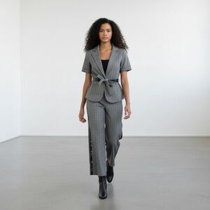 LOFT Houndstooth Belted Women's Pantsuit with Sequins Detailing